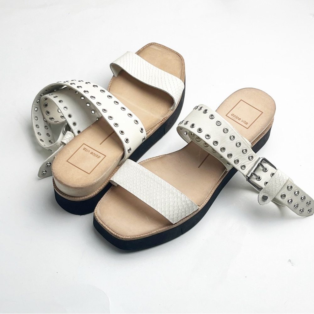 DOLCE VITA Panko Grommet Round Toe Criss Cross Adjustable Ankle Strap Sandal 6.5